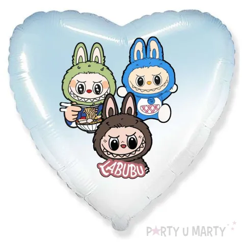 xx balon fol labubu serce blekitne