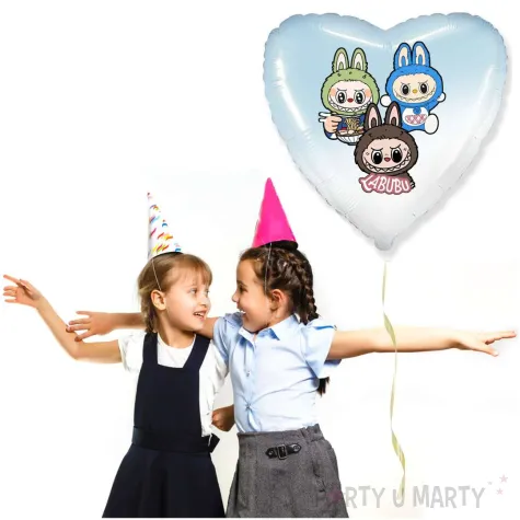 xx balon fol labubu serce blekitne