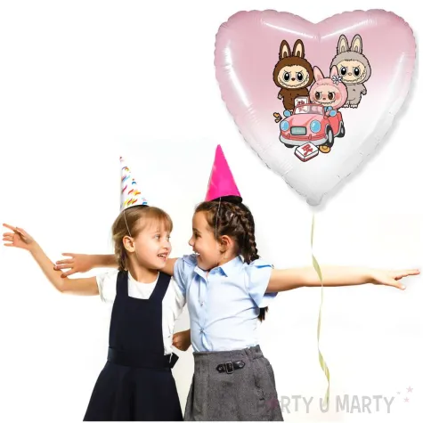 xx balon fol labubu serce rozowe