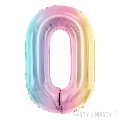 xx balon foliowy cyfra 0 86cm pastelowy teczowy