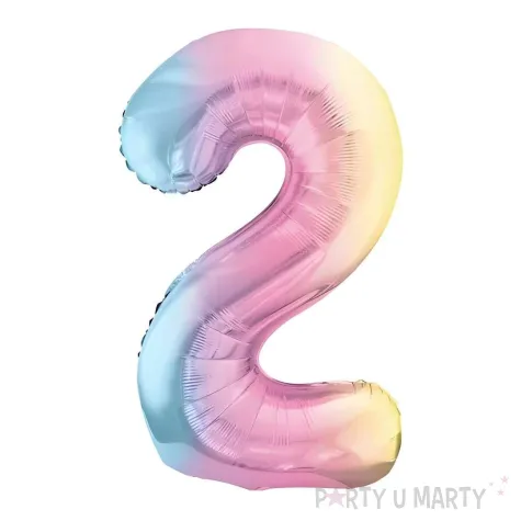 xx balon foliowy cyfra 2 86cm pastelowy teczowy