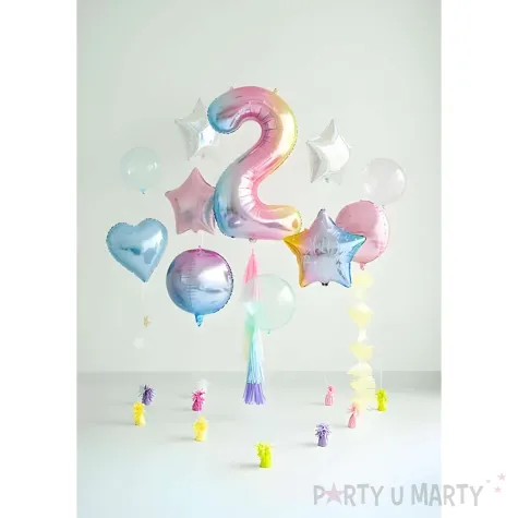 xx balon foliowy cyfra 2 86cm pastelowy teczowy