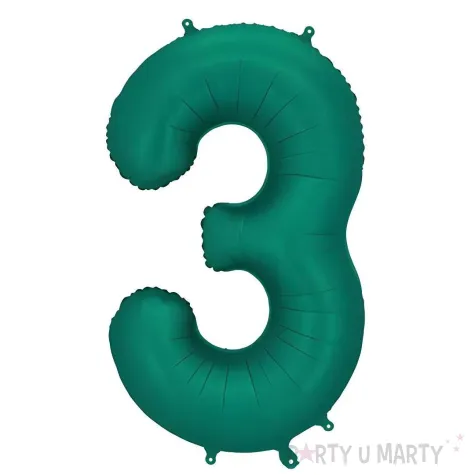 xx balon foliowy cyfra 3 86cm butelkowa zielen