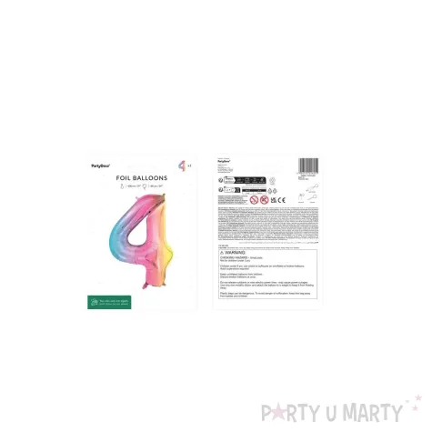 xx balon foliowy cyfra 4 86cm pastelowy teczowy