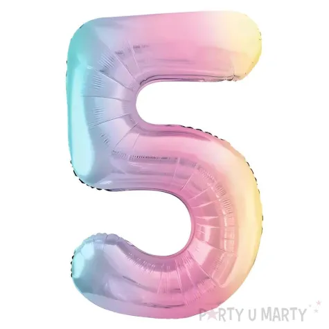 xx balon foliowy cyfra 5 86cm pastelowy teczowy