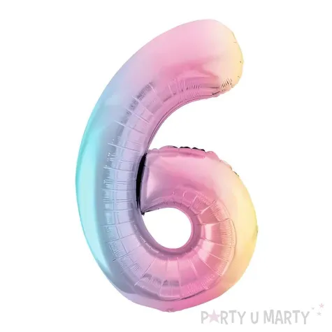xx balon foliowy cyfra 6 86cm pastelowy teczowy