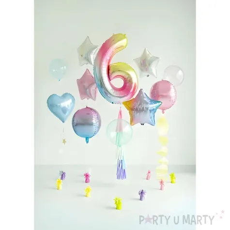xx balon foliowy cyfra 6 86cm pastelowy teczowy