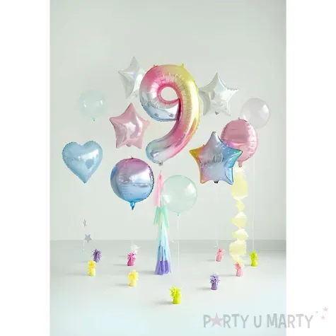 xx balon foliowy cyfra 9 86cm pastelowy teczowy