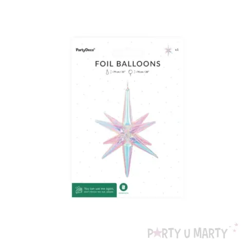 xx balon foliowy gwiazda 3d 70cm opalizujacy