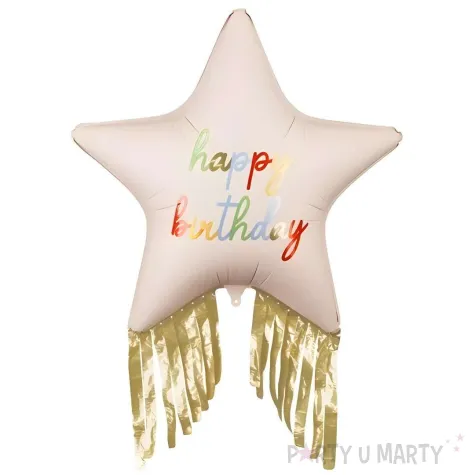 xx balon foliowy gwiazda z fredzlami happy birthday 72x72 cm mix