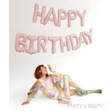 xx balon foliowy happy birthday 340x35cm roz