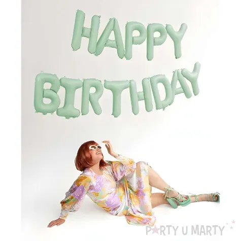 xx balon foliowy happy birthday 340x35cm zielen