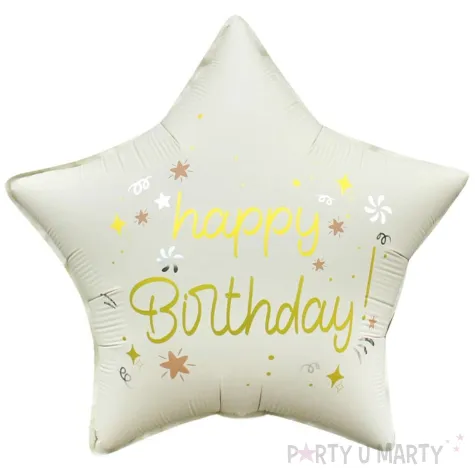 xx balon foliowy happy birthday gwiazda matowa biala 18