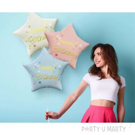 xx balon foliowy happy birthday gwiazda matowa j rozowa 18