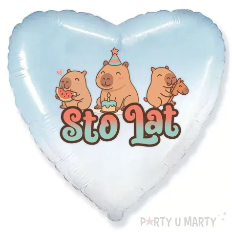 xx balon foliowy kapibary sto lat serce niebiesk