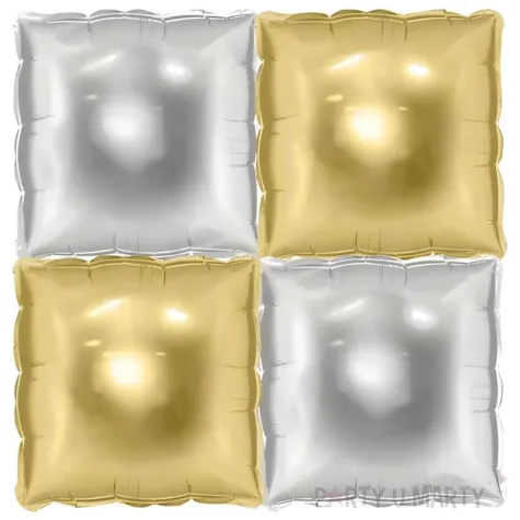 xx balon foliowy kurtyna dwustronna kwadrat zloto srebrny 35 x 35 cm 1 op 4 szt