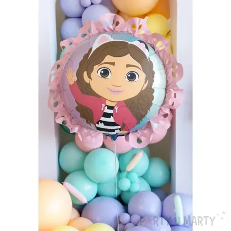 xx balon foliowy pastylka z falbank koci domek gabi 52x52 cm mix