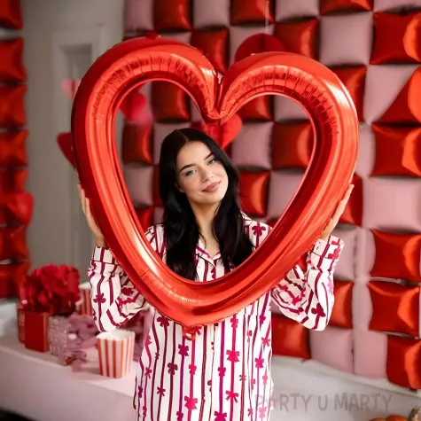 xx balon foliowy serce ramka 86x83 5 cm czerwony