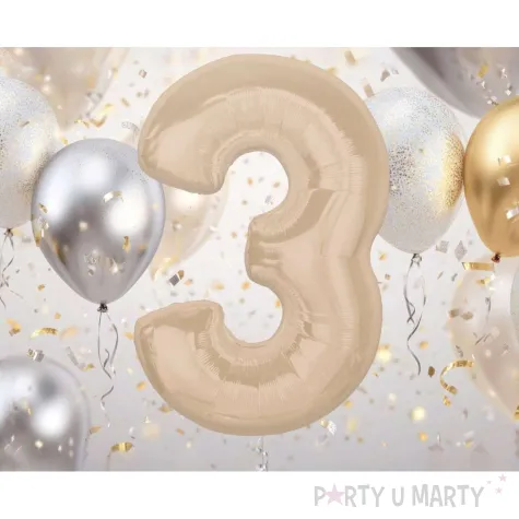 xx balon foliowy smart cyfra 3 matowa latte 92 cm