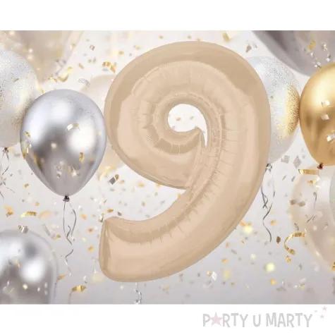 xx balon foliowy smart cyfra 9 matowa latte 92 cm