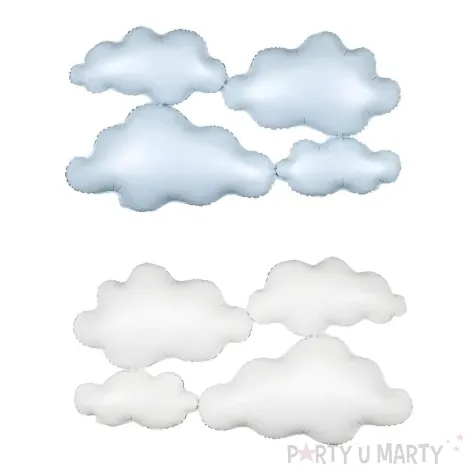 xx balon foliowy tlo dwustronne chmurki 99x52 cm bialo jasno niebieski