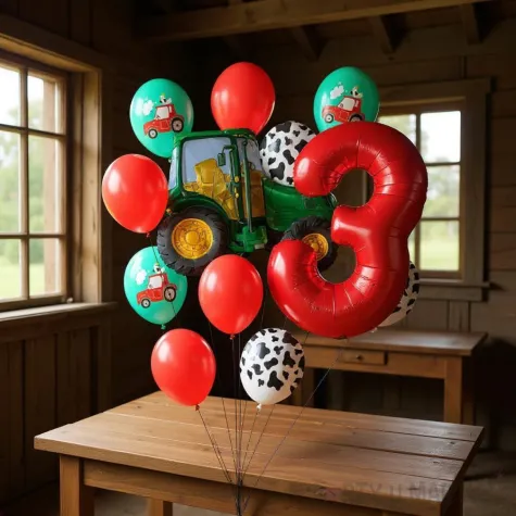 xx balony 3 urodziny zielony traktor