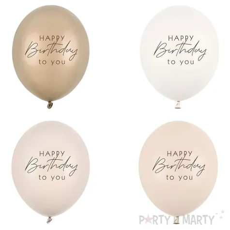 xx balony 30 cm happy birthday mix bezowy 1 op 50 szt
