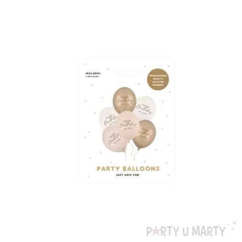 xx balony 30 cm happy birthday mix bezowy 1 op 6 szt