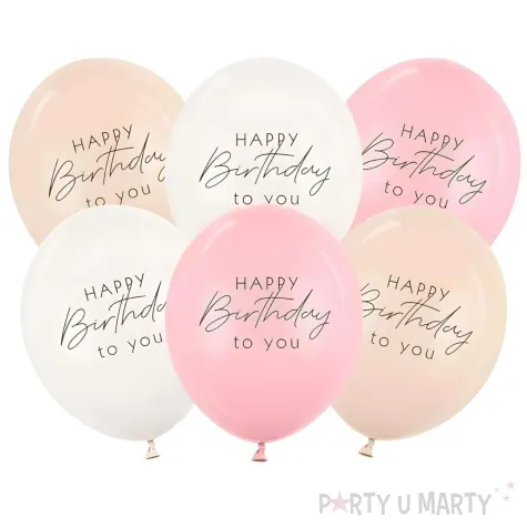 xx balony 30 cm happy birthday mix rozowy 1 op 6 szt