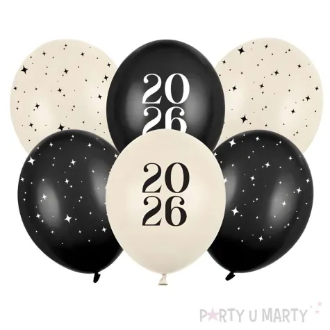 xx balony 30 cm happy new year 2026 pastel mix 1 op 6 szt