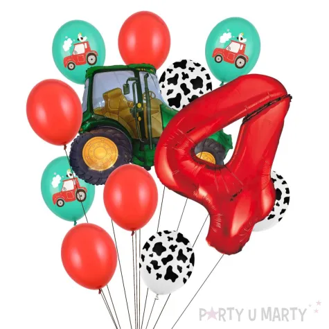 xx balony 4 urodziny zielony traktor