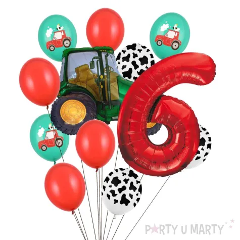 xx balony 6 urodziny zielony traktor