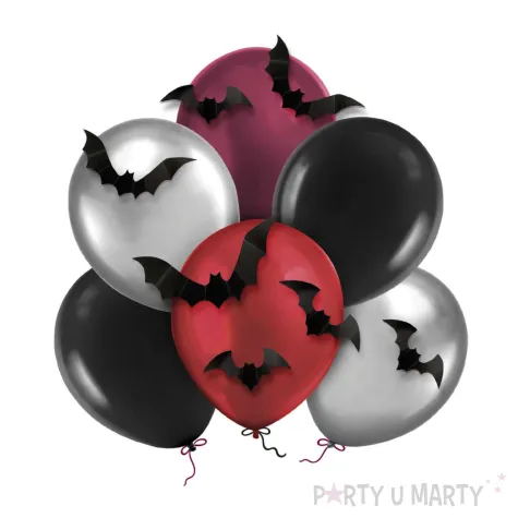 xx balony nietoperze halloween 12cali 6 szt zestaw diy