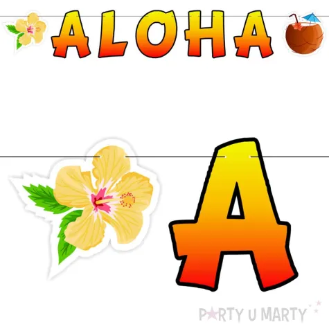 xx baner aloha z kwiatem zolto czerwona