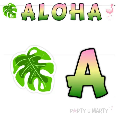 xx baner aloha z monstera rozowo zielona