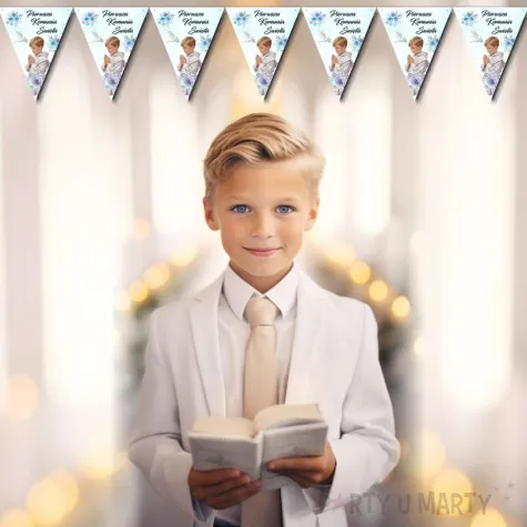 xx baner flagi komunia chlopczyk w albie