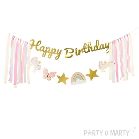 xx baner happy birthday jednorozec 230x17 5 cm mix