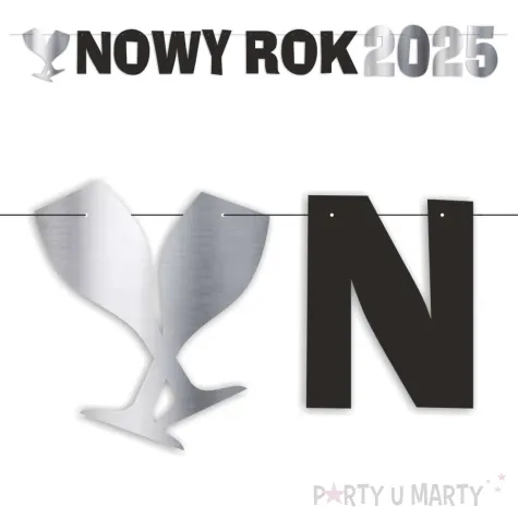 xx baner nowy rok 2025 srebrny metalik