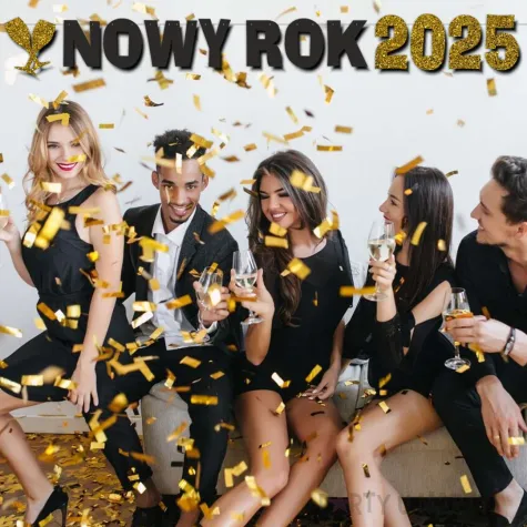 xx baner nowy rok 2025 zloty brokat
