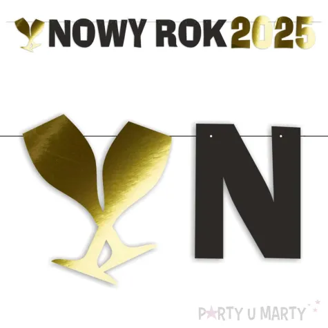 xx baner nowy rok 2025 zloty metalik