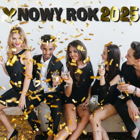 xx baner nowy rok 2025 zloty metalik