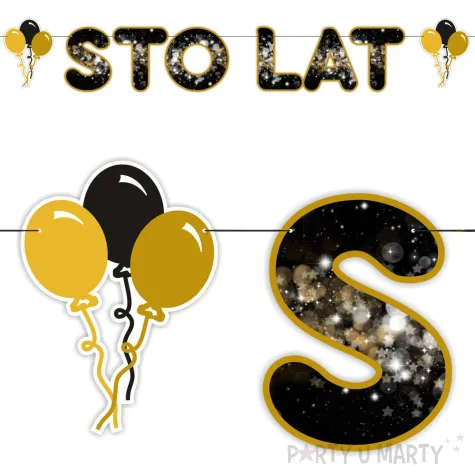 xx baner sto lat z gwiazdkami zloto czarny