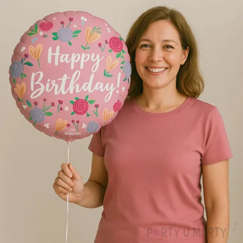 xx bfk balon foliowy 18 happy birthday peony