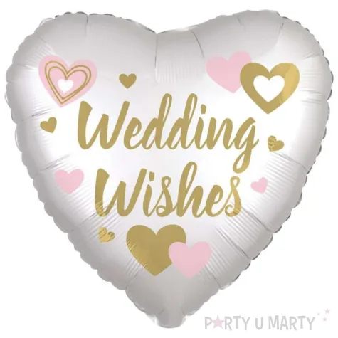 xx bfk balon foliowy 18 serce satin wedding wishes white