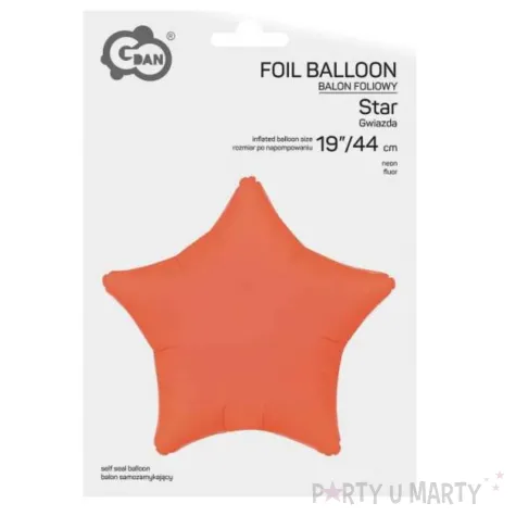 xx bfk balon foliowy gwiazda fluor pomaranczowy 19
