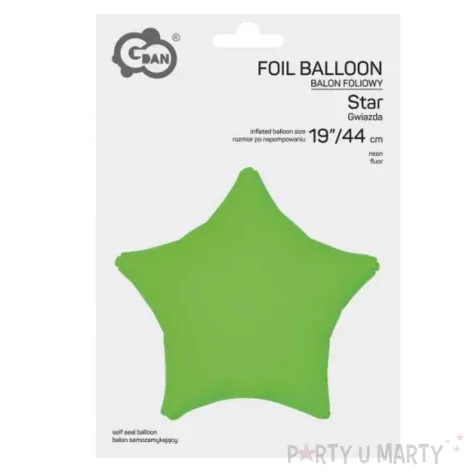 xx bfk balon foliowy gwiazda fluor zielony 19