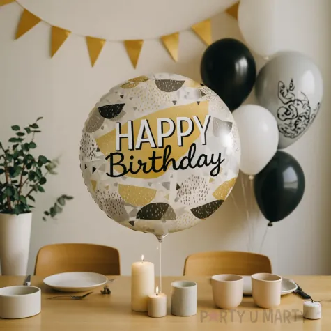 xx bfk balon foliowy happy birthday black gold