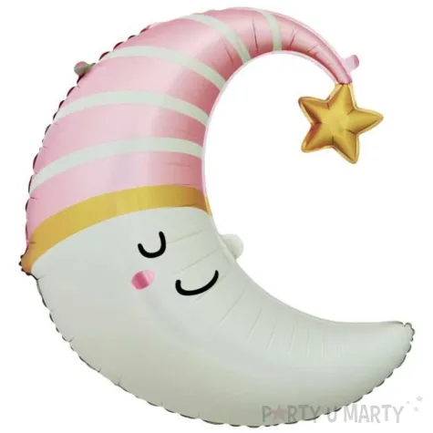 xx bfk balon foliowy ksiezyc rozowa czapeczka 56x68 cm