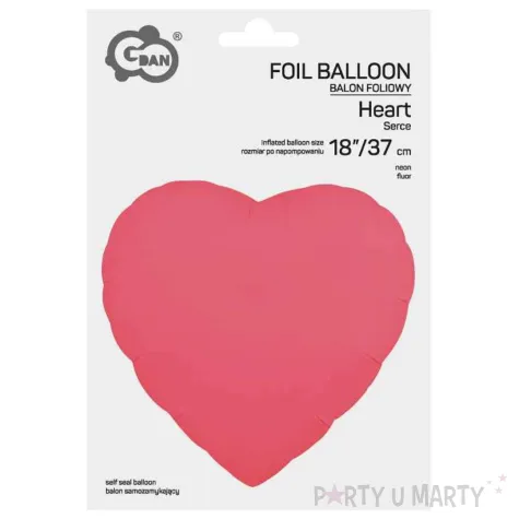 xx bfk balon foliowy serce fluor czerwony 18
