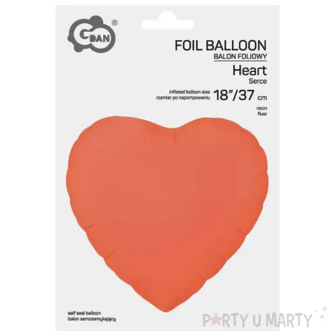 xx bfk balon foliowy serce fluor pomaranczowy 18